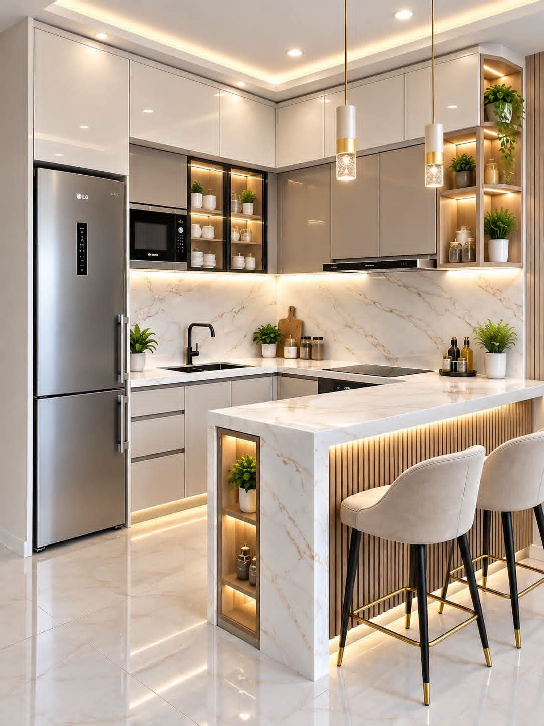 U Shape Modular Kitchen Design Noida